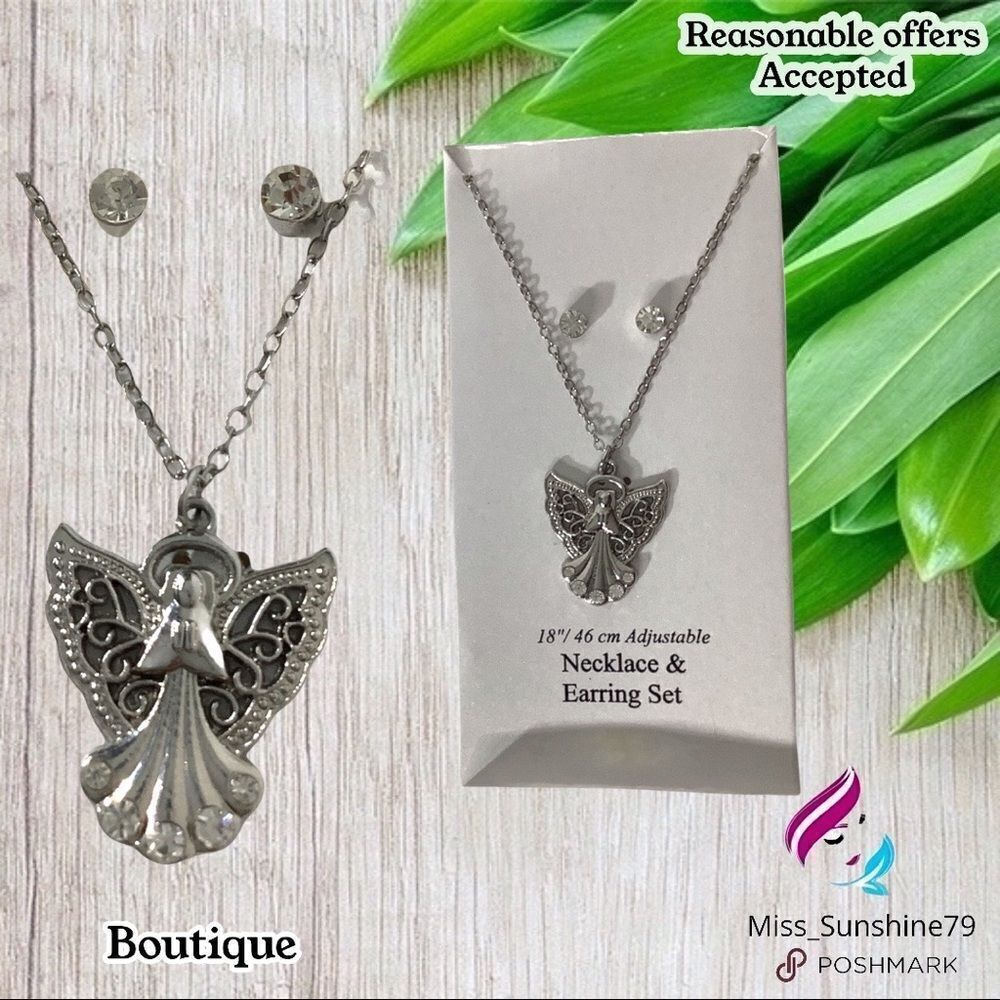 Fashion Jewelry NWOT - angel necklace earring set
